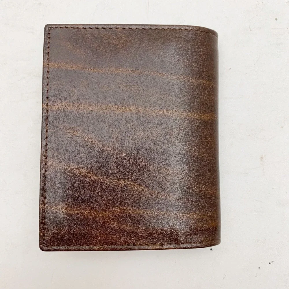 Don Loper Beverly Hills‎ Leather Vertical Bifold ID Window Wallet Mens OS Brown